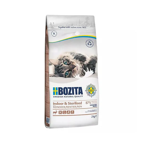 [31221] Bozita Ren Geyiği Etli Tahılsız Kısırlaştırılmış ve Evde Beslenen Yetişkin Kedi Maması 2kg