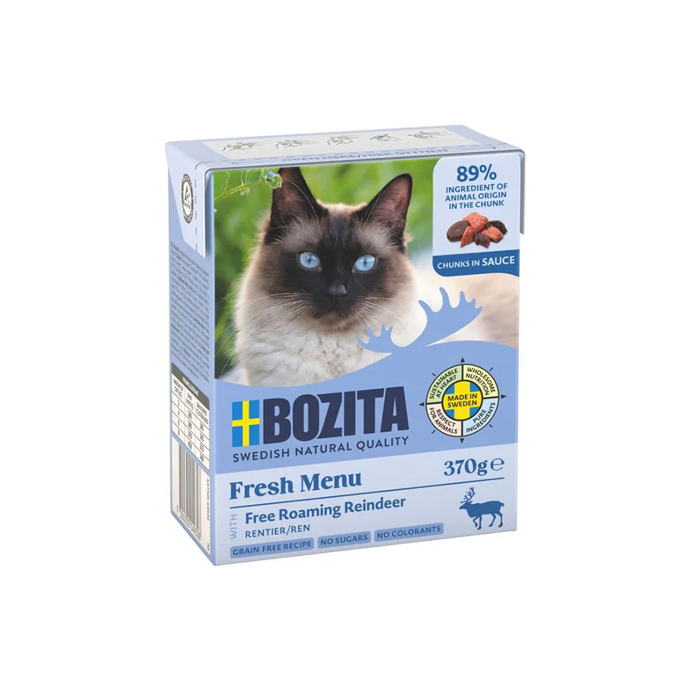 [64930] Bozita Ren Geyiği Etli Sos İçinde Yetişkin Kedi Yaş Maması Tetra 370g