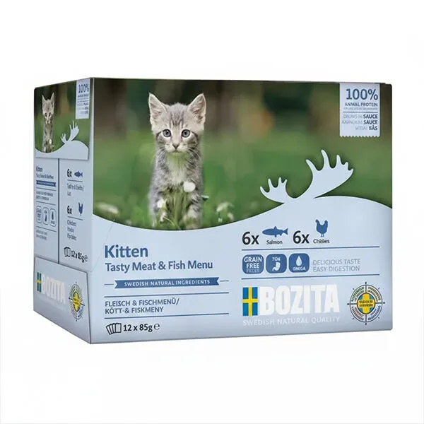 [36521] Bozita Balıklı ve Etli Sos İçinde Yavru Kedi Yaş Maması Çoklu Paket 12x85g