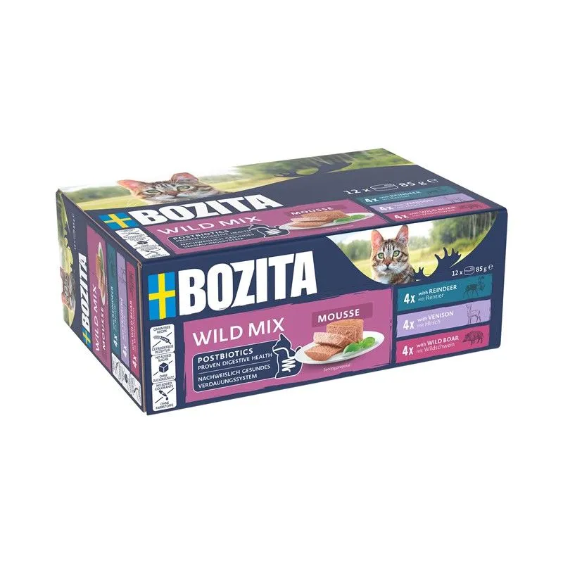 Bozita Ren Geyiği, Geyik ve Yaban Domuzu Etli Mus Yetişkin Kedi Yaş Maması Çoklu Konserve 12x85g