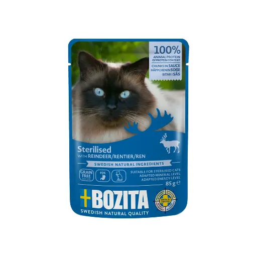 Bozita Ren Geyiği Etli Sos İçinde Kısırlaştırılmış Kedi Yaş Maması 85 gr